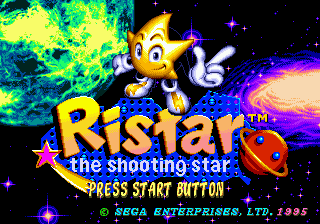 Ristar title screen for Sega Genesis